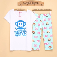 Phiên bản Hàn Quốc của quần short rộng hai mảnh cotton mỏng thường phục vụ nhà tươi mát phục vụ nữ đồ ngủ nữ mùa hè ngắn tay phù hợp - Nam giới pijama nam cao cấp