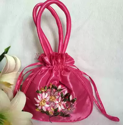 Brocade Thickened Handmade Embroidered Strip Happy Sugar Bag Happy Egg Bag Mother Buy Vegetable Bag Hand bag Multi Color Choice