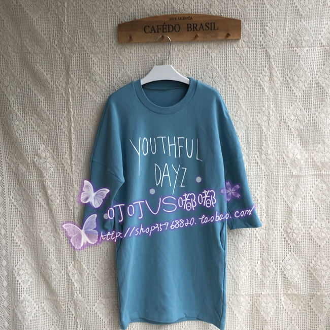 Clear ~ Dongdai Dong Dong Round comfortable and loose suit T - shirt letters multicolored