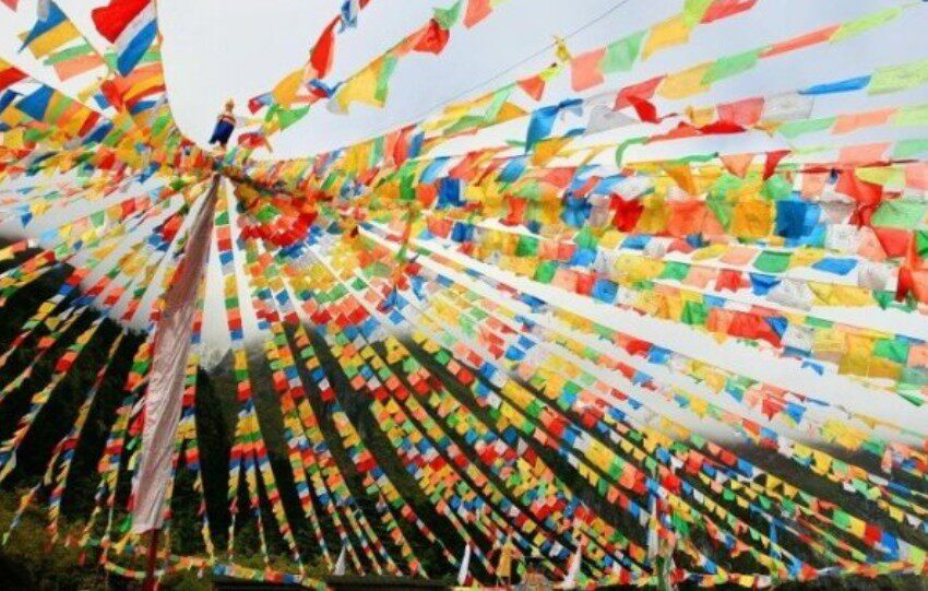 Wind Horse Flag Five Colorful Banner with Flag Guanyin Heart Cursive Green Degree Mother Grand of the Five Colorful Warp Hata Banner Banner