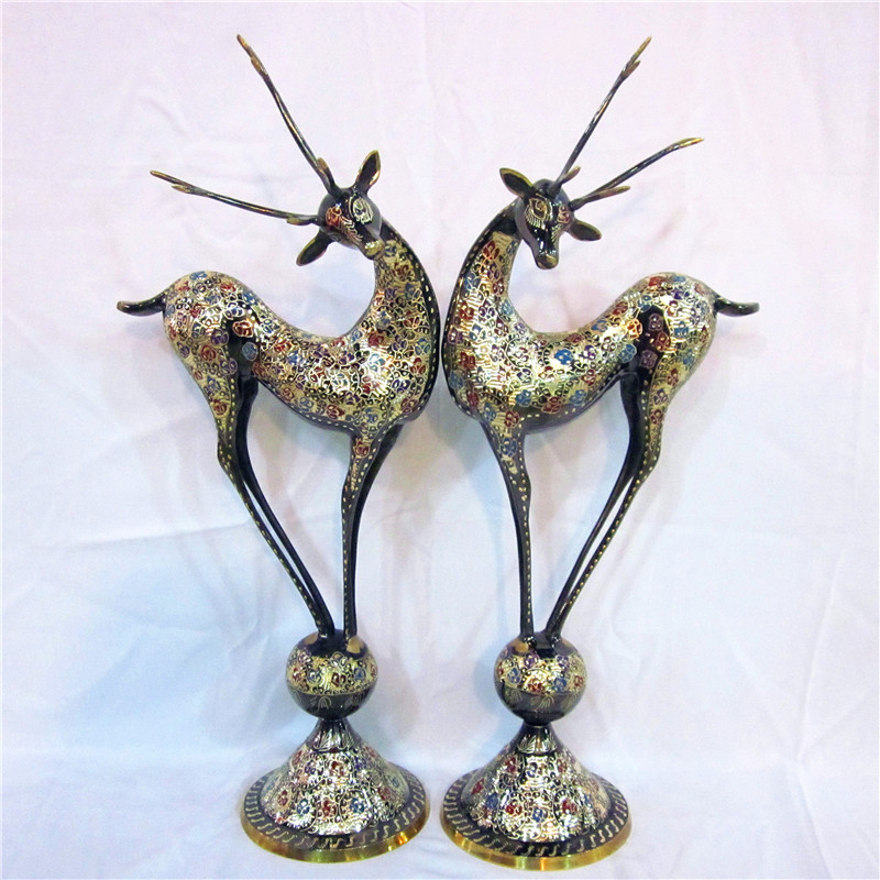 Pakistan Traditional Handicrafts Import Pakistan Bronze Ware Bronze Sculptures 24 Inches Foshou Deer Gift