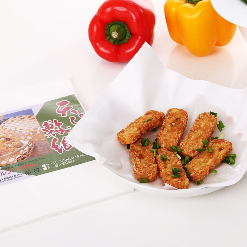日本进口天妇罗吸油纸 油炸食品厨房烧烤糕点去油垫纸滤油纸50张