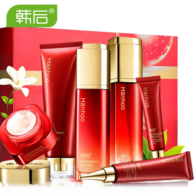 韩后化妆品套装正品 红石榴6件套保鲜美颜补水保湿白皙