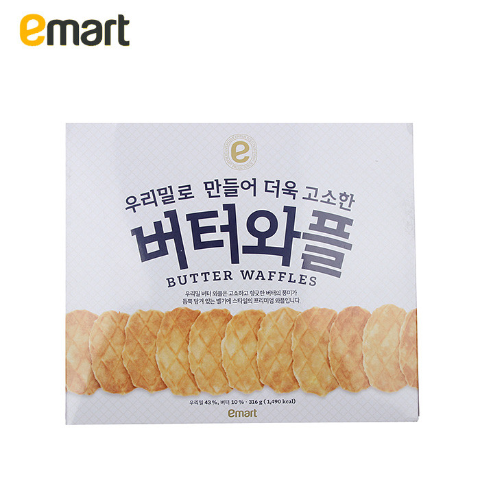 EMART易买得 韩国进口小麦奶油薄脆华夫饼干316g 早餐饼干薄饼