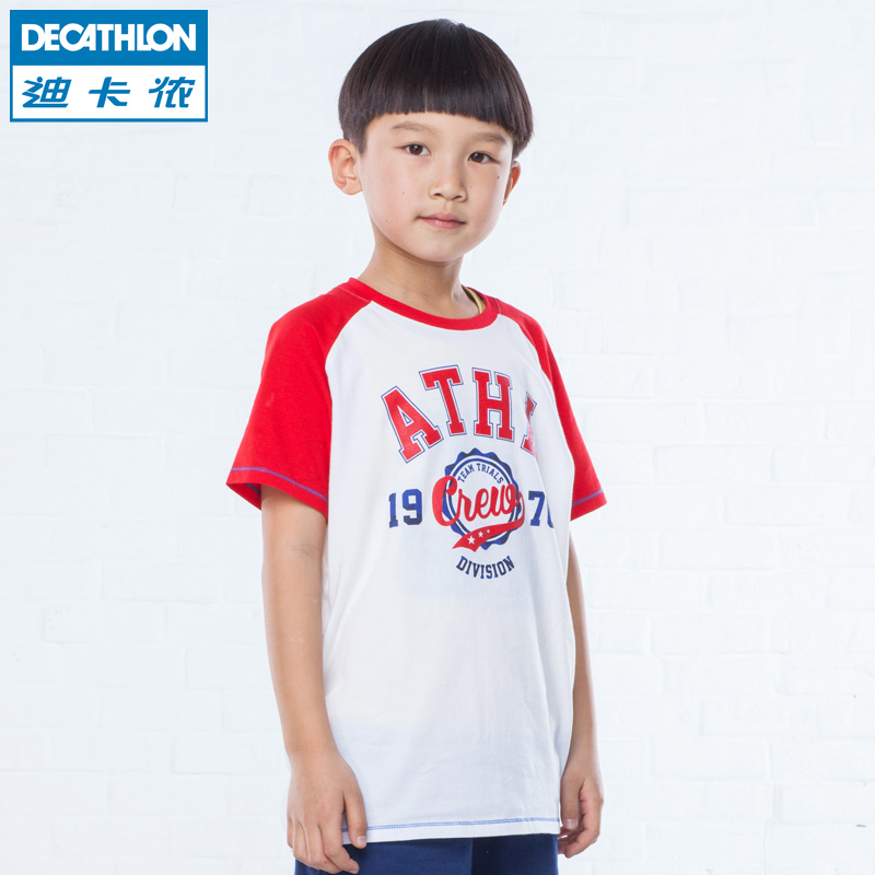 迪卡侬男童运动T恤青少年2015短袖纯棉春夏打底衫DOMYOS KDB