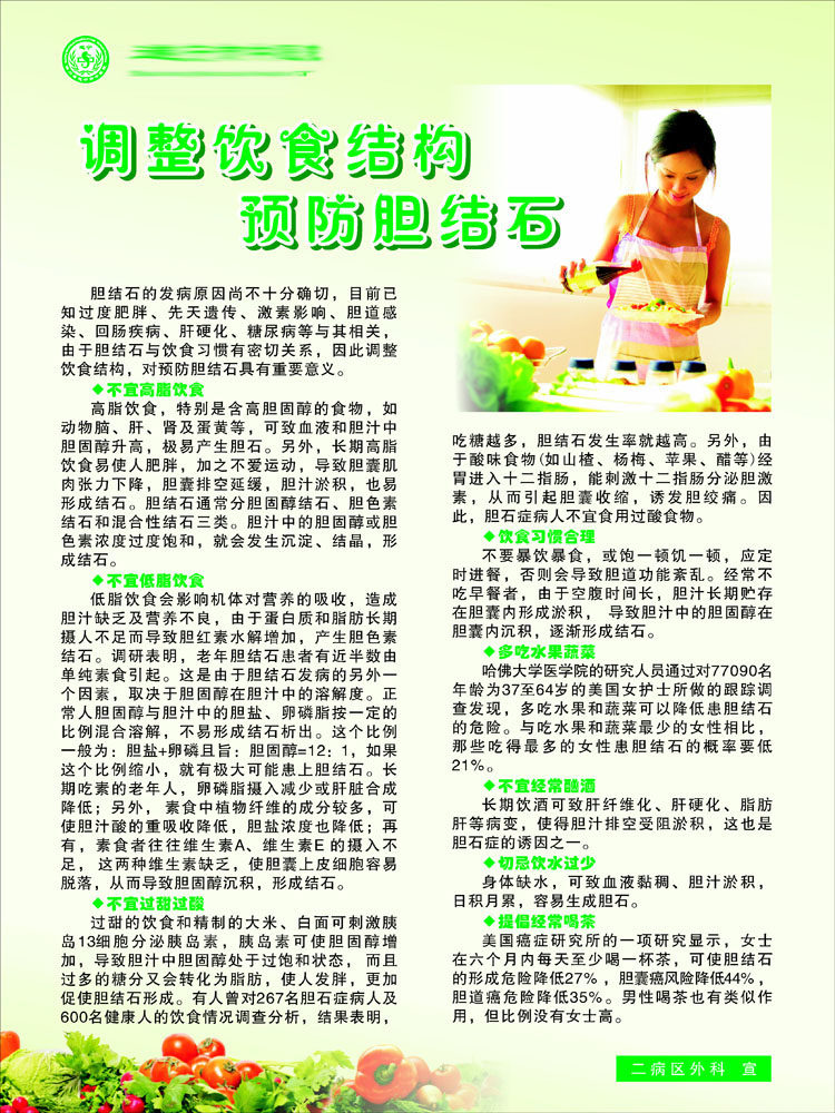 610办公装饰海报展板素材145健康教育专栏中医院饮食预防胆结石