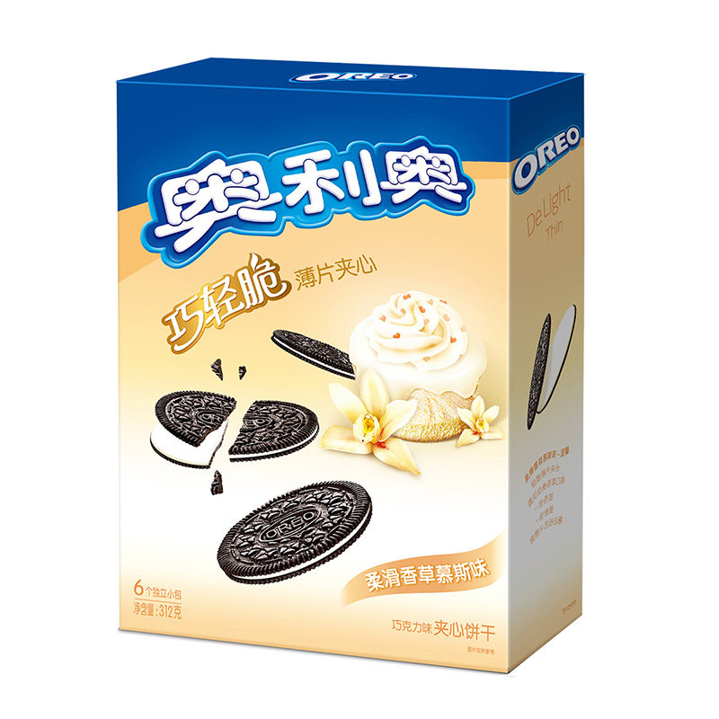【天猫超市】亿滋 饼干奥利奥巧轻脆薄片柔滑香草慕斯味312g