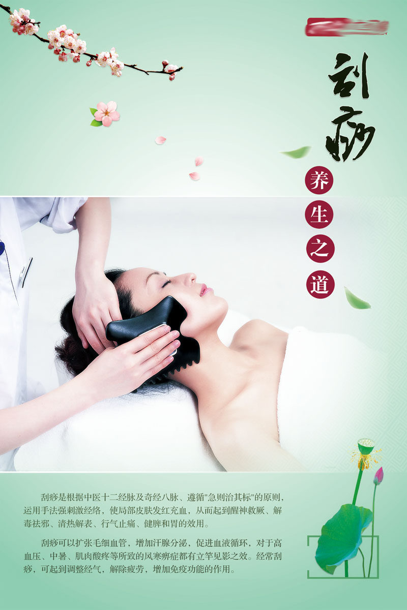 611办公装饰海报展板素材178刮痧养生之道