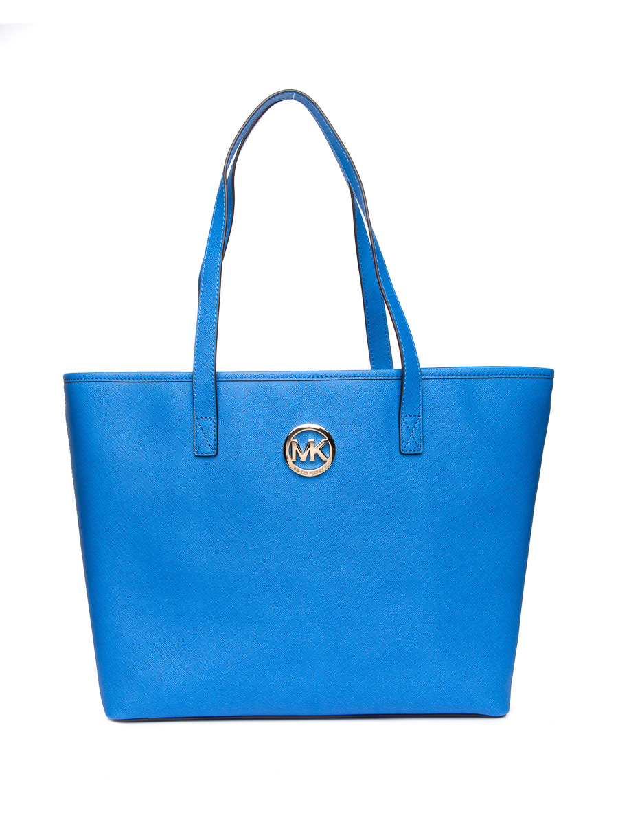 Michael Kors JET SET TRAVEL系列蓝色十字纹金属Logo托特包
