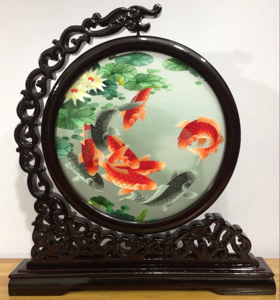 Suzhou embroidery finished product boutique table screen Suzhou embroidery double-sided embroidery decoration embroidery painting handmade business meeting gift solid wood