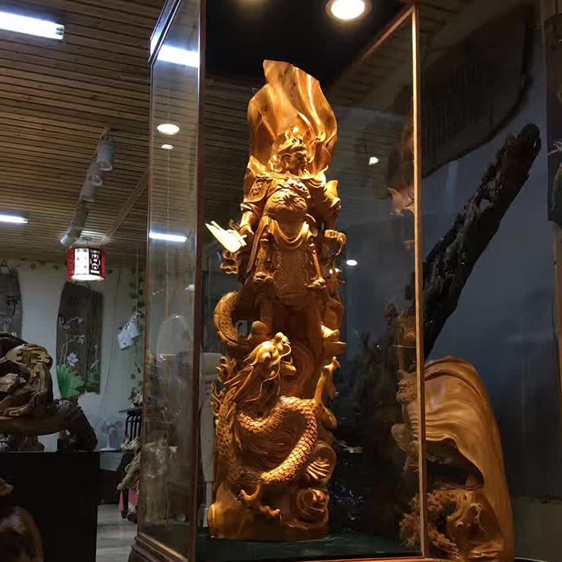 Wood in the root carving factory cliff cypress carving Guan Gong Guan Erye Guan Yu living room office club decoration direct sales