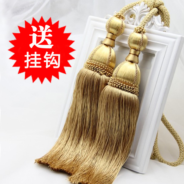 European-Style Floral Curtain Tiebacks with Tassels, a Pair of Simple Modern Hooks, Tie Straps, and Binding Ropes
