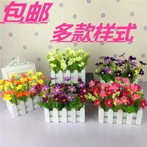 Pastoral mini small potted simulation silk flowers Fake flower tea A few desktop decorative flowers Photo props ornaments with flowers