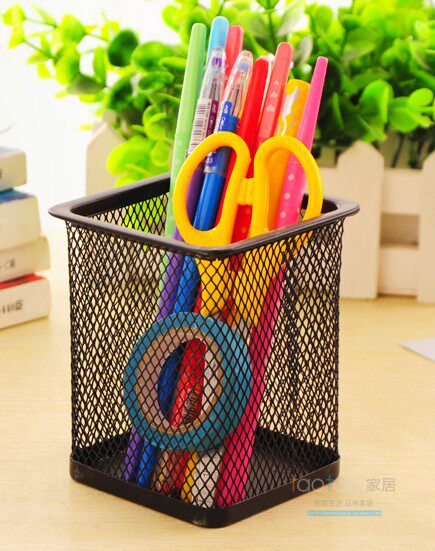 Makeup pen barrel creative square round pen holder metal multifunctional combined pen holder wire mesh grid table pen holder