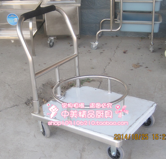 Commercial stainless steel high pot car stainless steel insulation bucket cafeteria convenient insulation bucket car 2610-LUFR