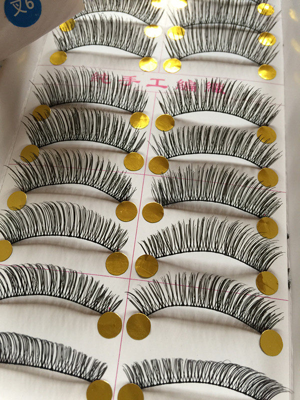 Taiwan pure hand - made eyelashes cross 6 natural cross - makeup of naked makeup bride thick cotton terminal