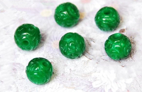 Natural Myanmar jade pendant Qianqing Ruyi Blossom Oval Pearl Fu Shouyi Jade Pendant DIY Loose Bead Sculpture