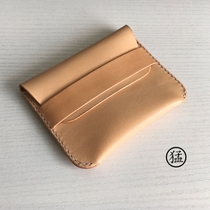 Fierce hand-made handmade leather original color leather vegetable tanned leather simple retro men and women carry small coin purse card bag