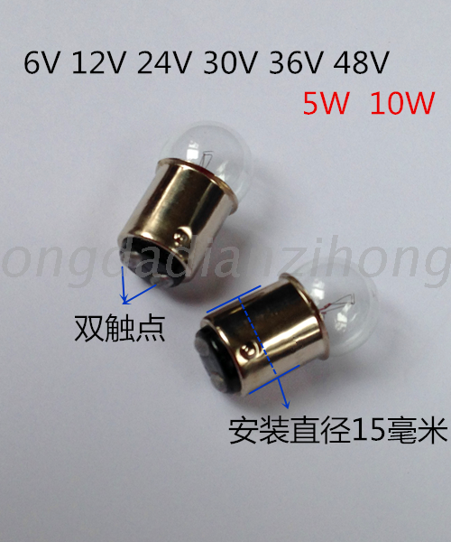 Bayonet dual contact B15 round head bulb 6V12V24V30V36V48V5W6W8W10W15W LED beads