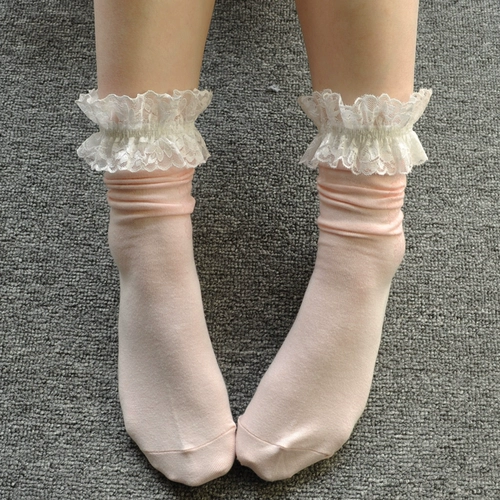 Ежедневная одиночная лолита симпатичная готическая гнилая полоса складывает в середине -труба/короткие носки/свайные носки делятся на размер