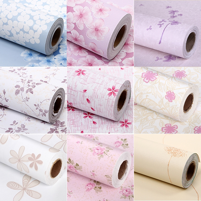 Dormitory self-adhesive wallpaper beautifies the pastoral floral wallpaper Korean living room bedroom furniture refurbishment stickers anti-oil pollution