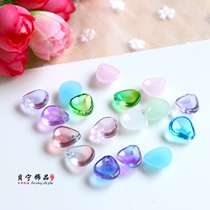 10 price small concave glazed jade petals DIY ancient wind hair hairpin headwear earrings accessories materials