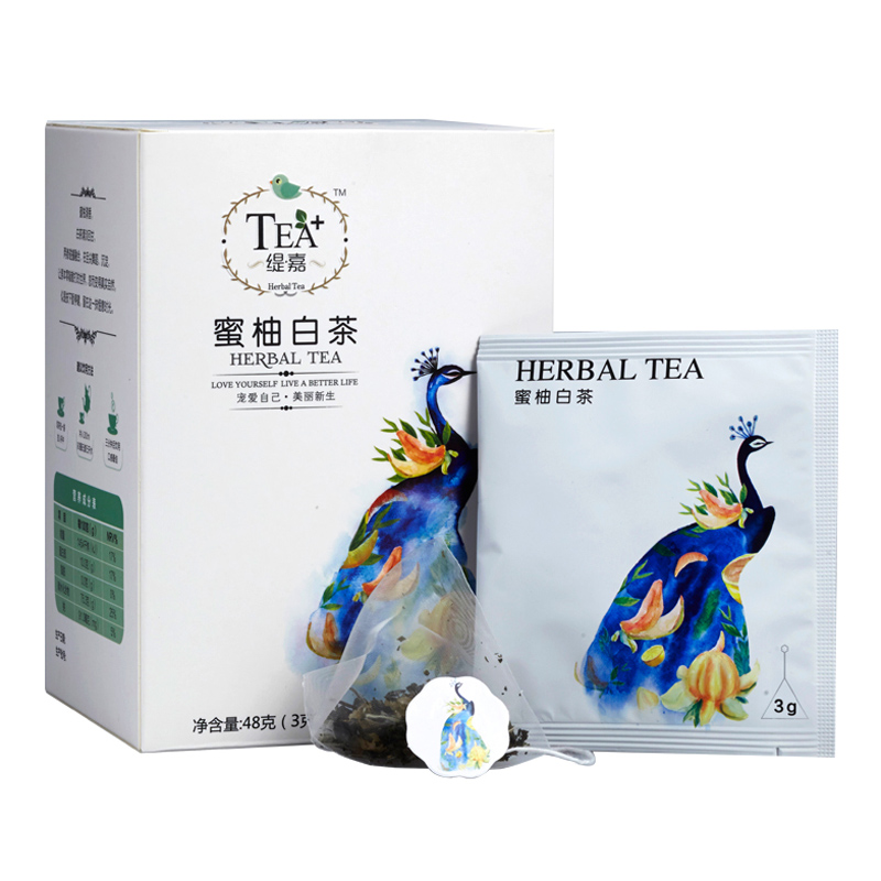 碧生源缇嘉花草茶蜜柚白茶16袋装（3g*16包）红肉蜜柚福鼎老白茶