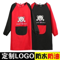 Waterproof long sleeve apron Korean version fashion kitchen overcoat adult waterproof long sleeve cute womens overalls custom LOGO