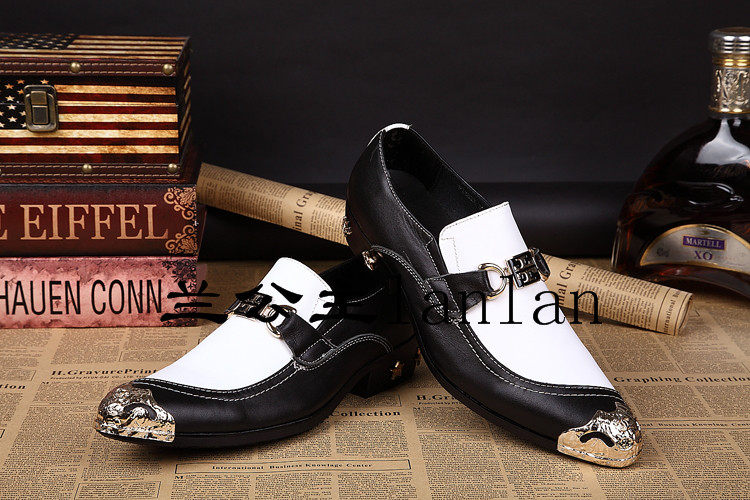 2014 white ten black foreign trade copper scalp shoes European and American totem trend boys shoes and hair stylist business leisure single shoes