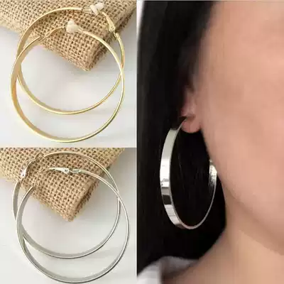 European and American big ring ring ring female 2021 New Korean fashion wide face ring big earring ear clip no ear hole
