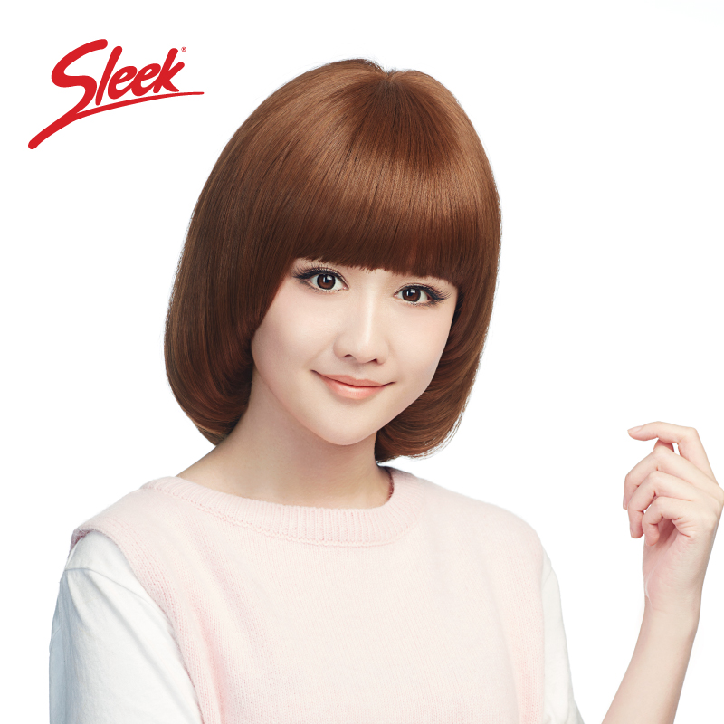 sleek假发女长卷发梨花头蓬松修脸 蘑菇头圆脸齐刘海假发女4017
