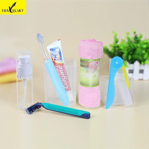 Портативный комплект для путешествий, зубная паста, зубная щетка, полотенце, коробка для хранения