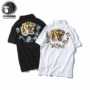 18 mùa hè mới châu Âu và Mỹ thương hiệu thêu hoa hổ đầu ve áo polo áo cotton đôi mẫu áo thun nam ngắn tay áo thun cotton nam