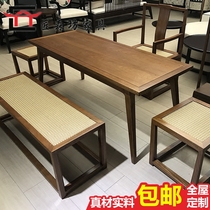 New Chinese style simple tea art table and chair Tea house office tea room reception tea solid wood table tea chair stool combination