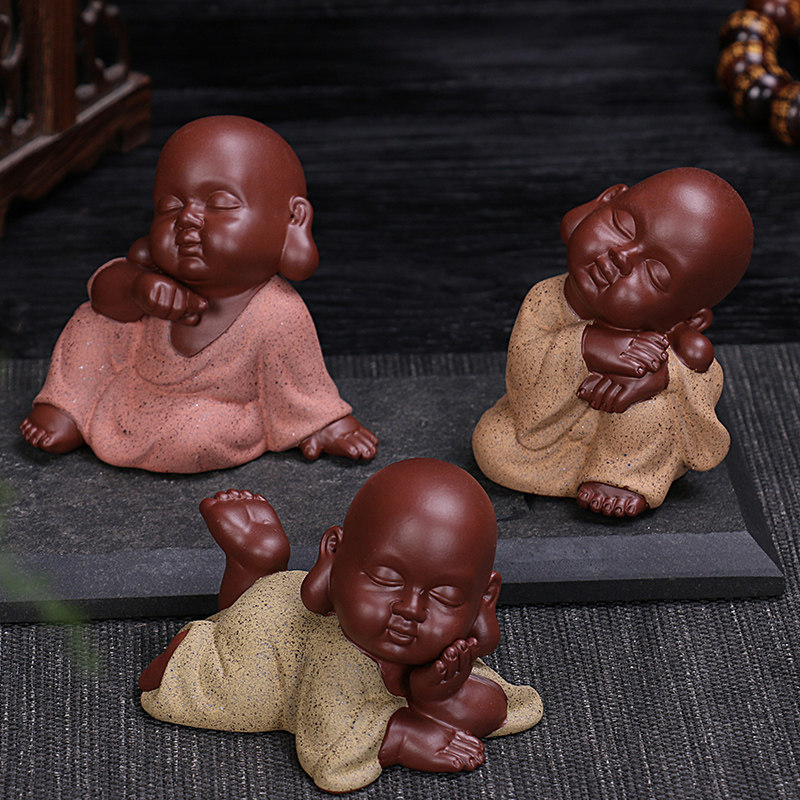 Tea Favorite Sand Clay Pottery small monk Xiaosha Mite Porcelain Tea Set Accessories Trick and Buddha Ornament