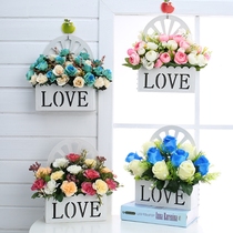 Hanging basket flower arrangement floral simulation flower fake flower wall decoration flower basket set living room hanging wall ornaments silk flower