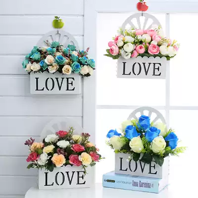 Hanging basket flower arrangement floral simulation flower fake flower wall decoration flower basket set living room hanging wall ornaments silk flower