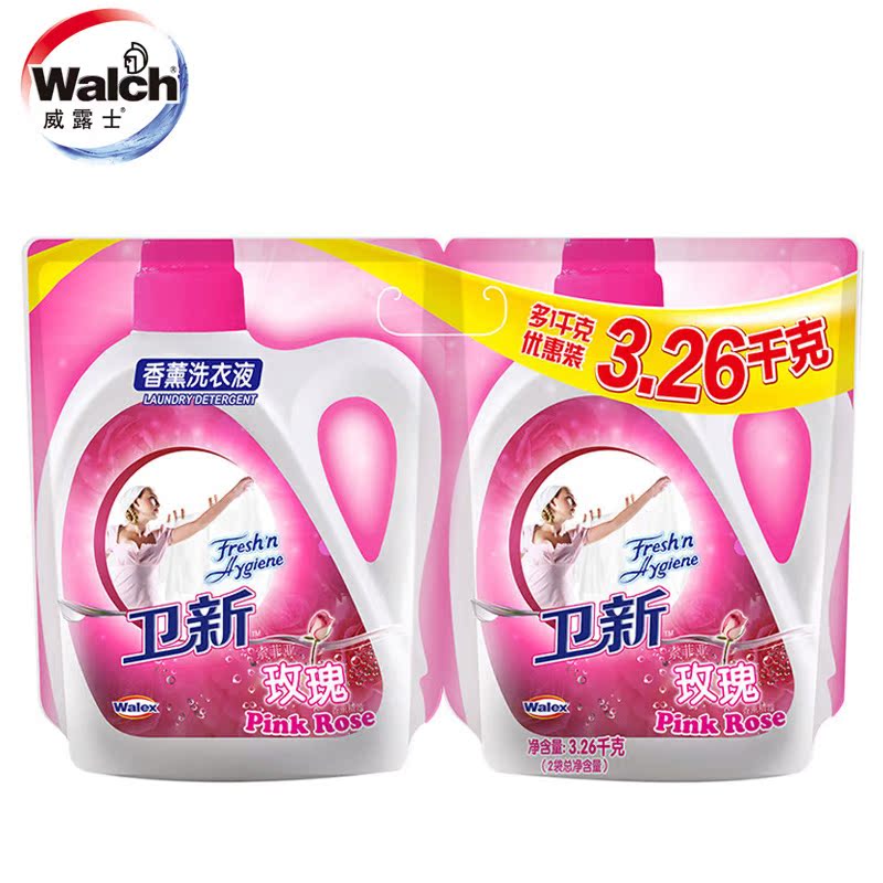 威露士卫新玫瑰香薰洗衣液3.26kg装护色去污亮白深层洁净
