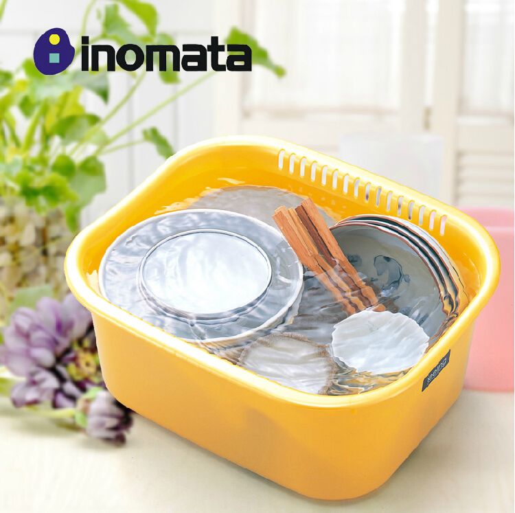 Japan inomata wash basin Dish basin tableware multi-purpose wash basin feeling series large plastic drain basin