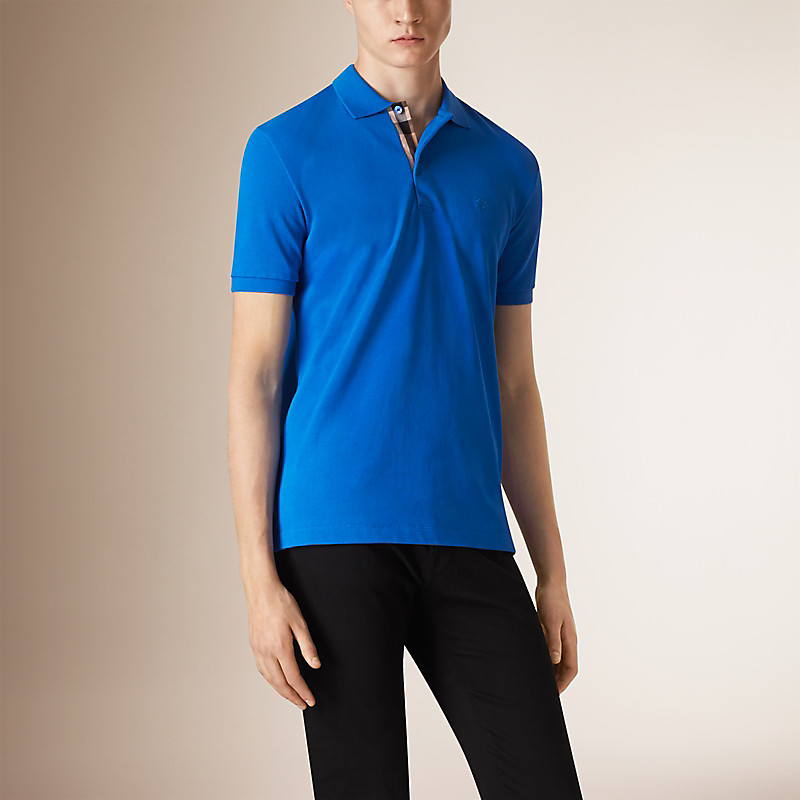 BURBERRY/博柏利格纹开襟珠地网眼布棉质 Polo 衫 39743141