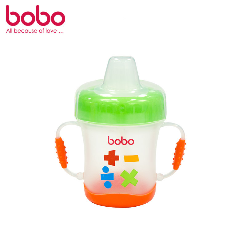 乐友孕婴童婴儿喝水杯 吸管乐儿宝安全软嘴杯 170ml 橙色6月以上