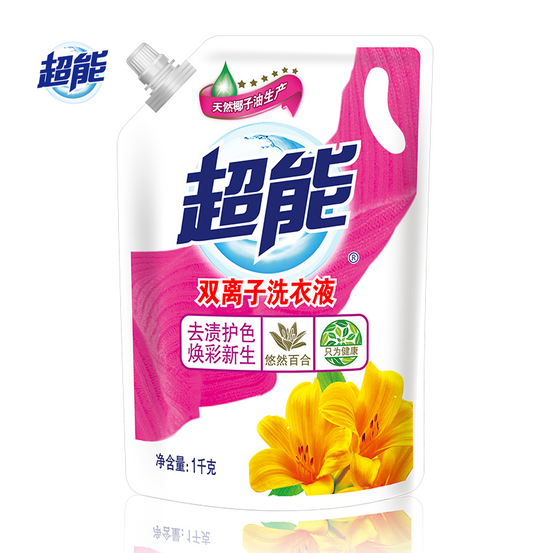 【天猫超市】超能洗衣液双离子焕彩新生1kg/袋装 补充装 低泡椰油