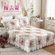 Bông giường váy mảnh duy nhất mùa xuân và mùa hè chống trượt bedspread loại 1.5 m duy nhất đôi ren nhỏ tươi 1.8 m trải giường