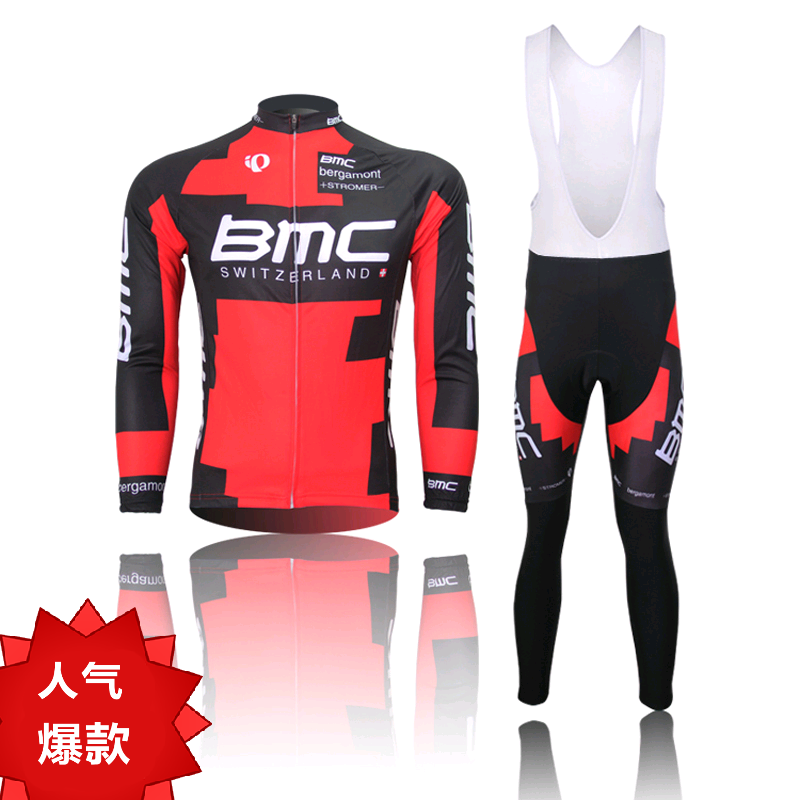 Red autumn and winter mountain bike team version long-sleeved fleece cycling suit suit for men and women