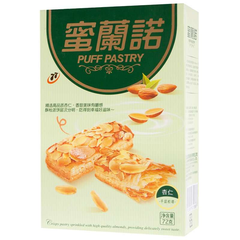 【苏宁易购】蜜兰诺Milano扁桃仁千层72g/盒源自台湾的糕点