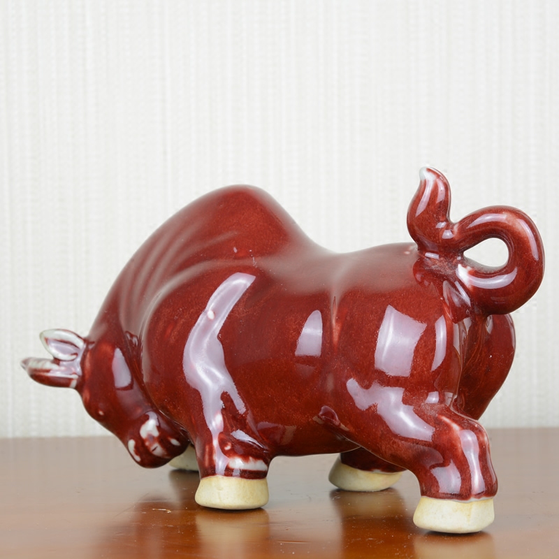 Jingdezhen ceramic ox furnishing articles home office TV ark, creative arts and crafts opening gifts decorations
