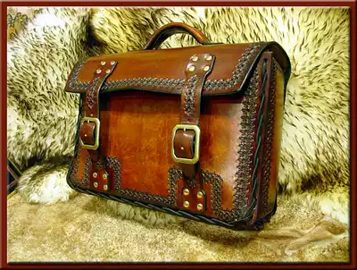 Garment ㊣ hand made special vintage beautiful briefcase belt pin buckle high quality leather Hand bag
