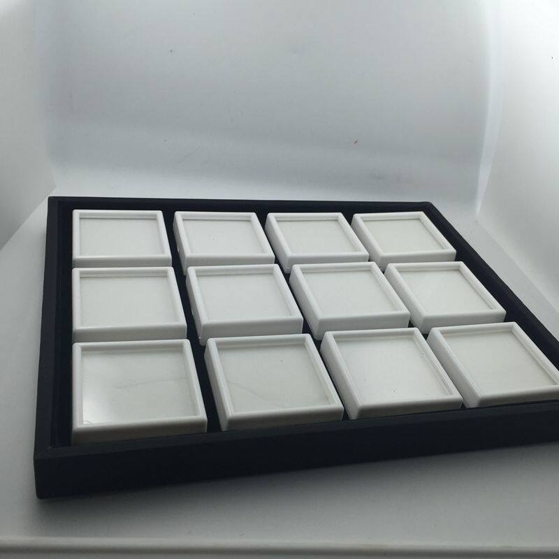 High-end 6*6 memory foam bare stone box with tray ring box gemstone color treasure box 12 grid diamond box transparent display