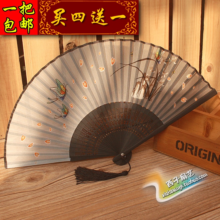 Chinese Wind Classical Female Fan Folding Fan Home Decoration Pendulum Fan Genuine Silk Cloth Art Folding Fan Gift small fan fan
