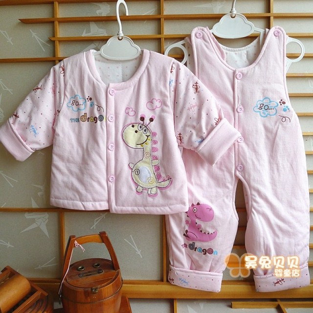 Ouyuan men's and women's baby thin cotton two-piece suit baby quilted clothes holding baby bag pants children's spring clothes